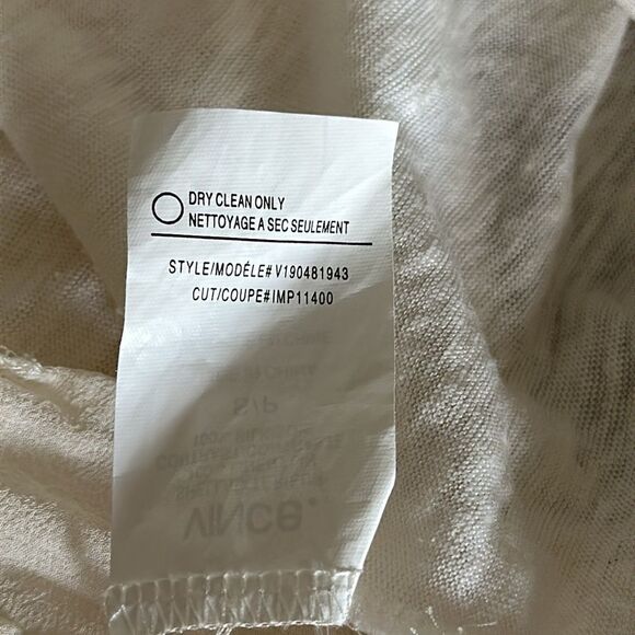 Vince Women’s Linen Silk Long Sleeve Tee Ivory – Layered Hem Size S - Picture 10 of 10